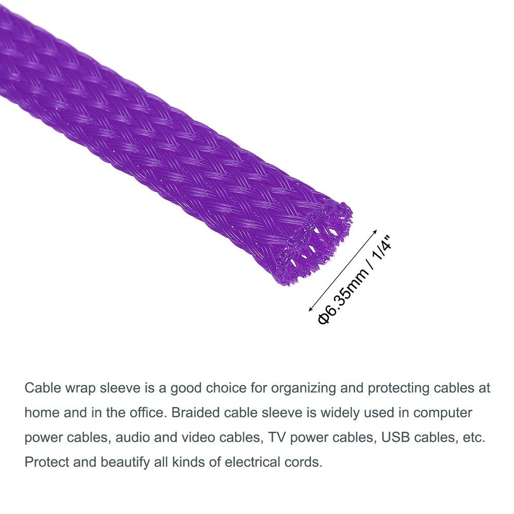 Expandable Sleeving 1/4-inch 100ft Cable Sleeve Purple