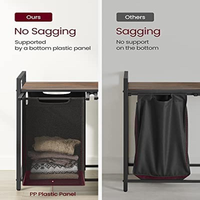 Laundry Sorter W/ 2 Pull-Out Liners Removable Shelf 24.2 Gallons Capacity New