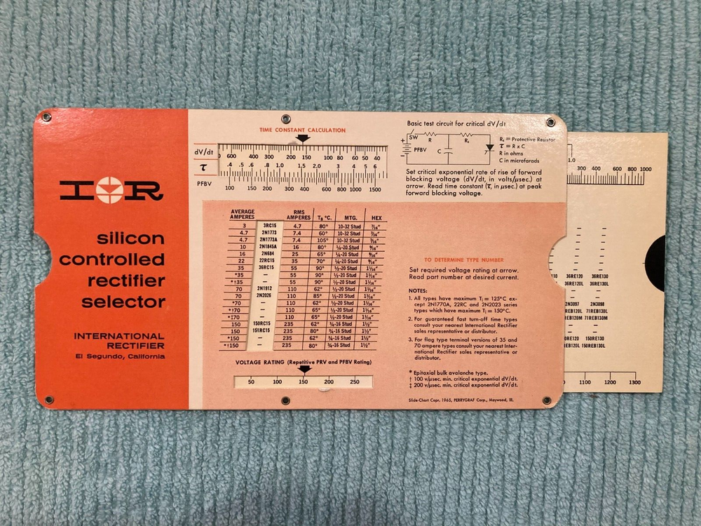 Vintage: International Rectifier Silicon Controlled Rectifier Selector 1965