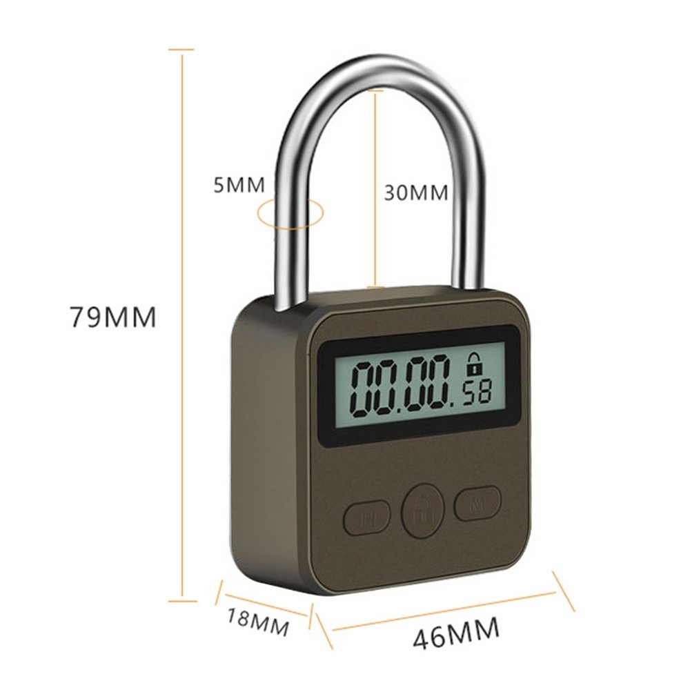 Multifunction Timer Padlock LCD Display Time Lock For Travel Waterproof