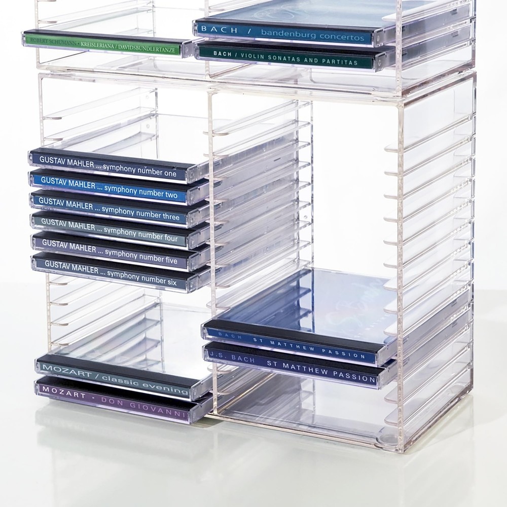 Clear Plastic CD Organizer Stackable Storage Holder Holds 30 Cases