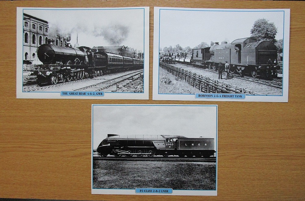 THREE VINTAGE 9.8"x 6.8" BRITISH RAILWAY PRINTS FULL DESCRIPTIONS ON BACKS