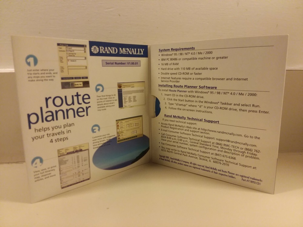 Rand McNally Route Planner Trip Planning Software CD Rom 2001