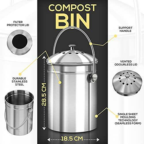 Utopia Kitchen Compost Bin for Kitchen Countertop - 1.3 Gallon Compost Bucket