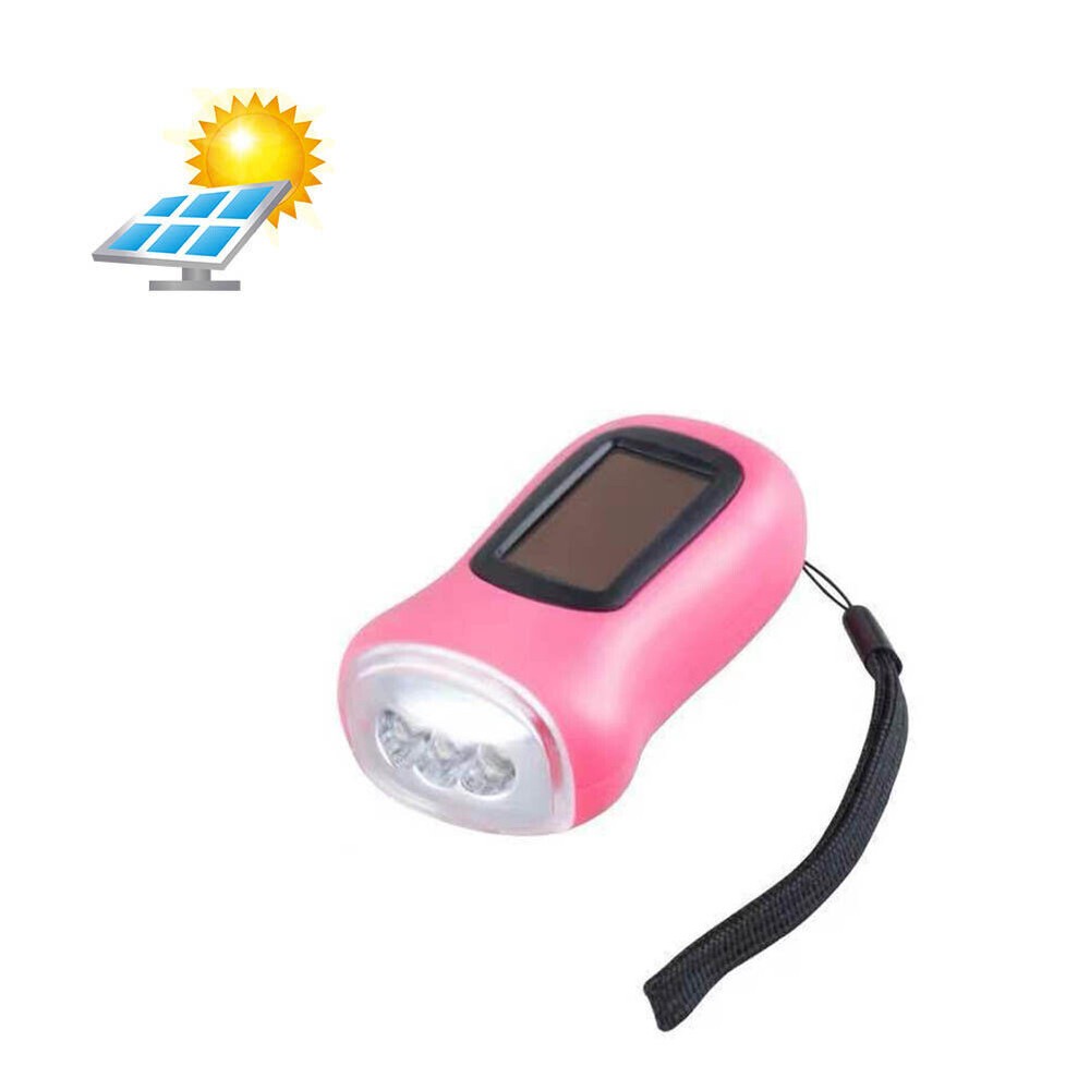 LED Torch Hand Crank Dynamo Solar Powered Flashlight Lamp Emergency Light Torch