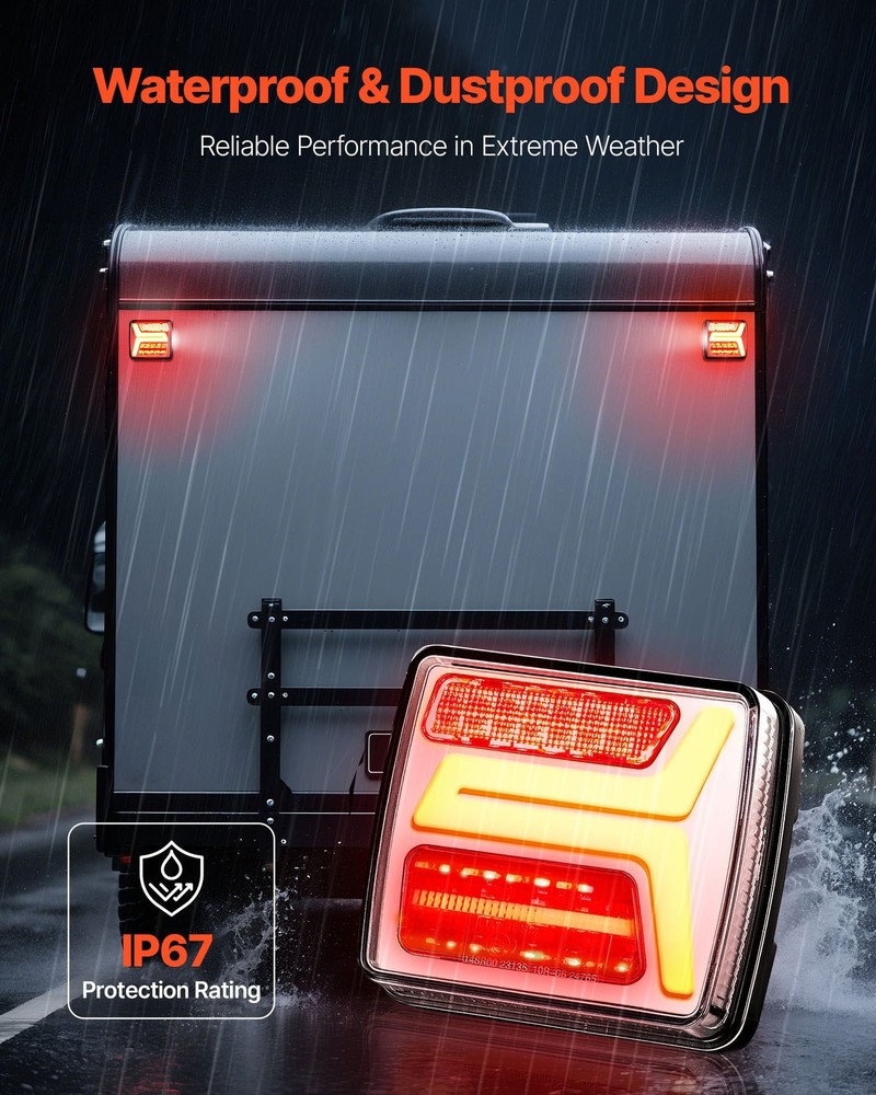 Trailer Lights 2PCS 12V Square Magnetic LED Trailer Tail Lights Kit Stop B