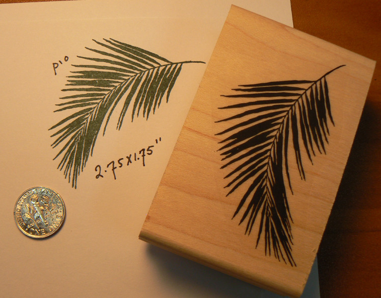 Palm leaf rubber stamp WM 2.5x2"  P10
