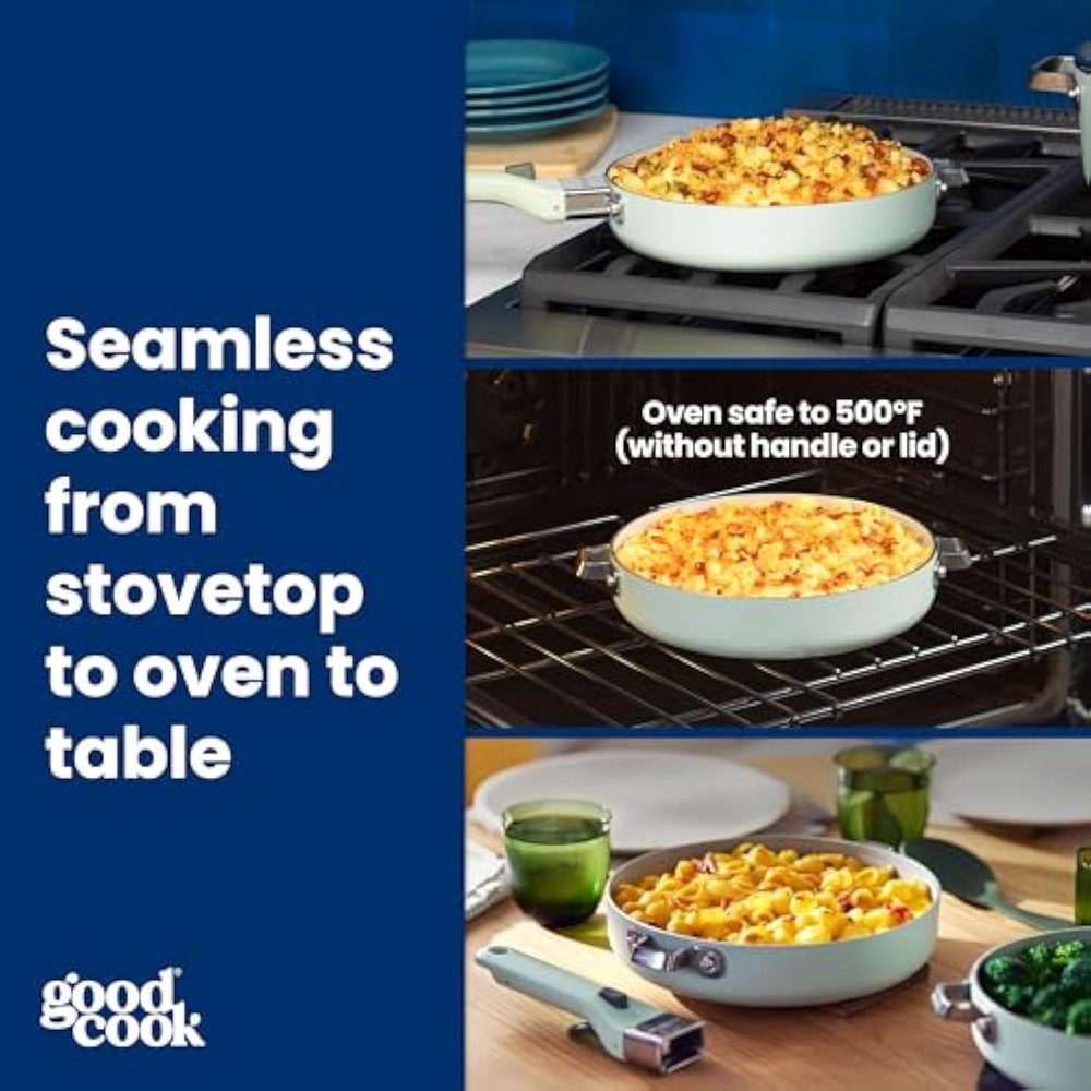 GoodCook Ceramic Cookware Set 5-Piece with Removable Handle, Induction...