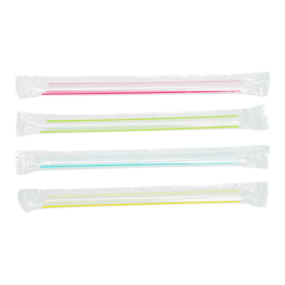 Karat C9002S, 7.5" Boba Straws, Poly-Wrapped, Diagonal Cut, 2000/CS