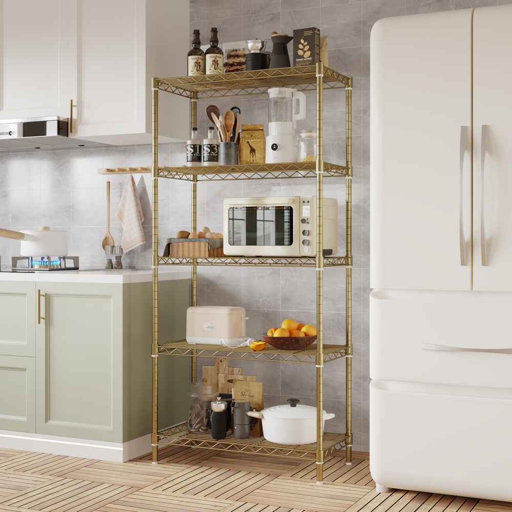 five-layer display stand without wheels with adjustable feet