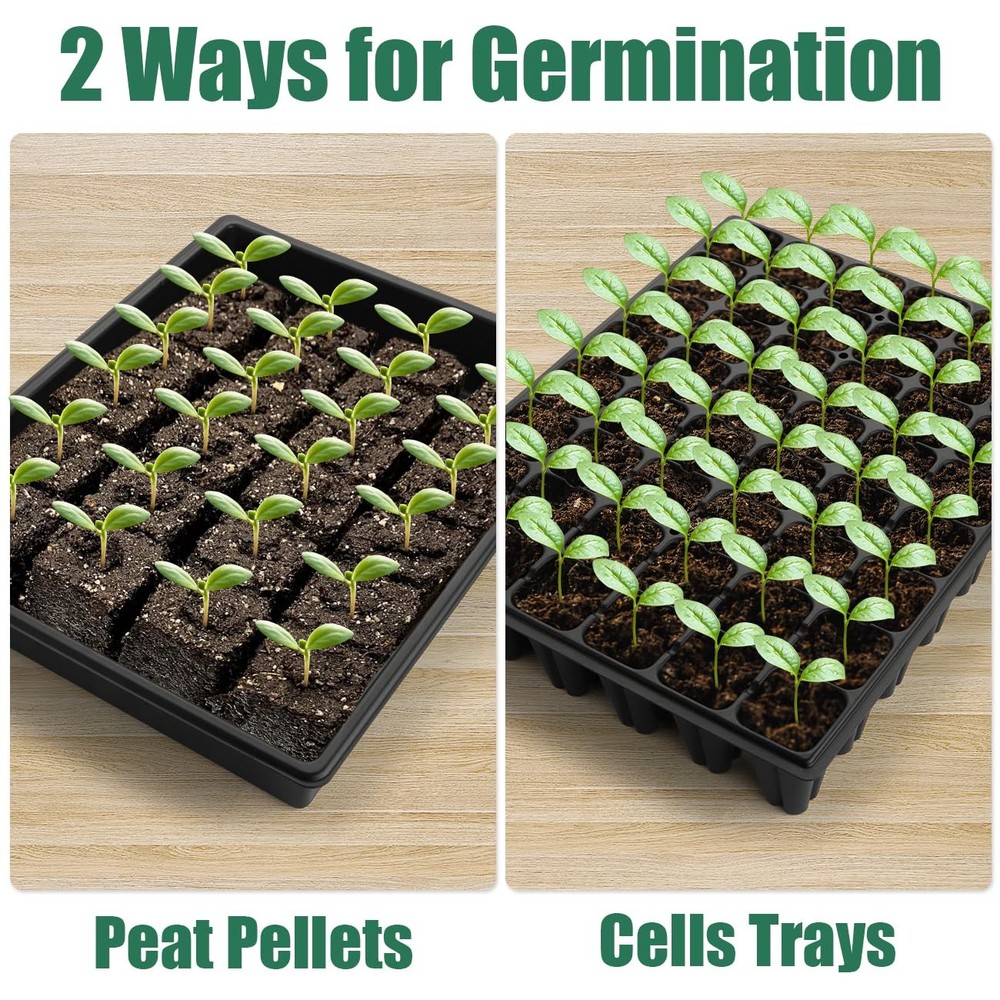 5-Pack No Drip Seed Starter Trays with 4" Humidity Dome - 240 Cells Deep Root...