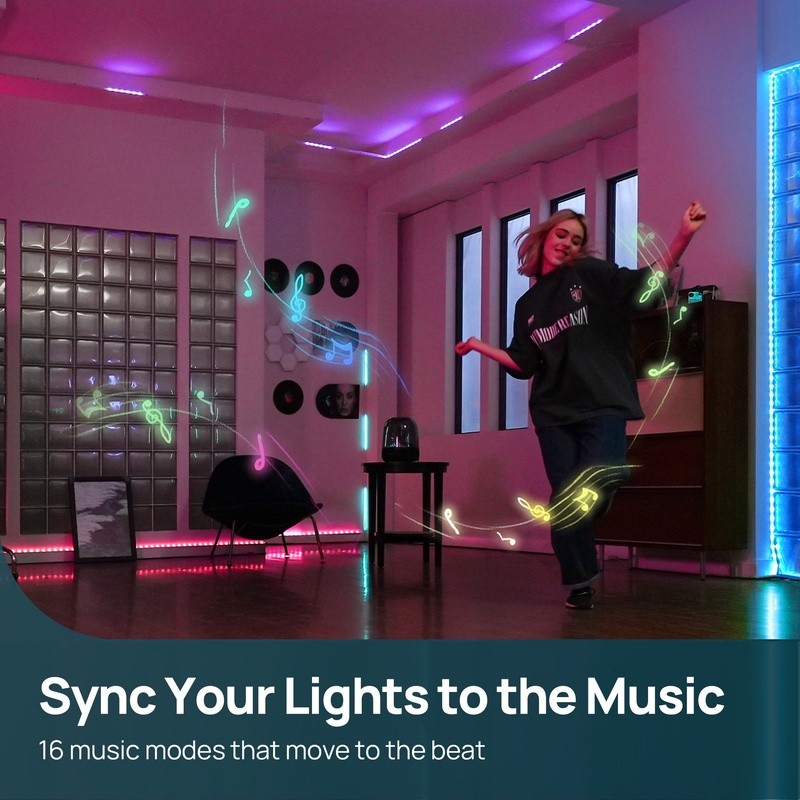 Smart Light Strip Color Changing Dimmable Indoor LED 10in Segments Music Sync US