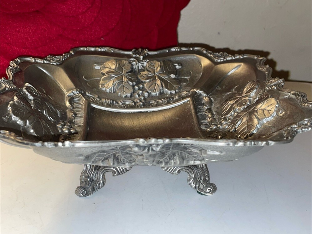 Silver Fruit Tray With White Metal 9x3.5”