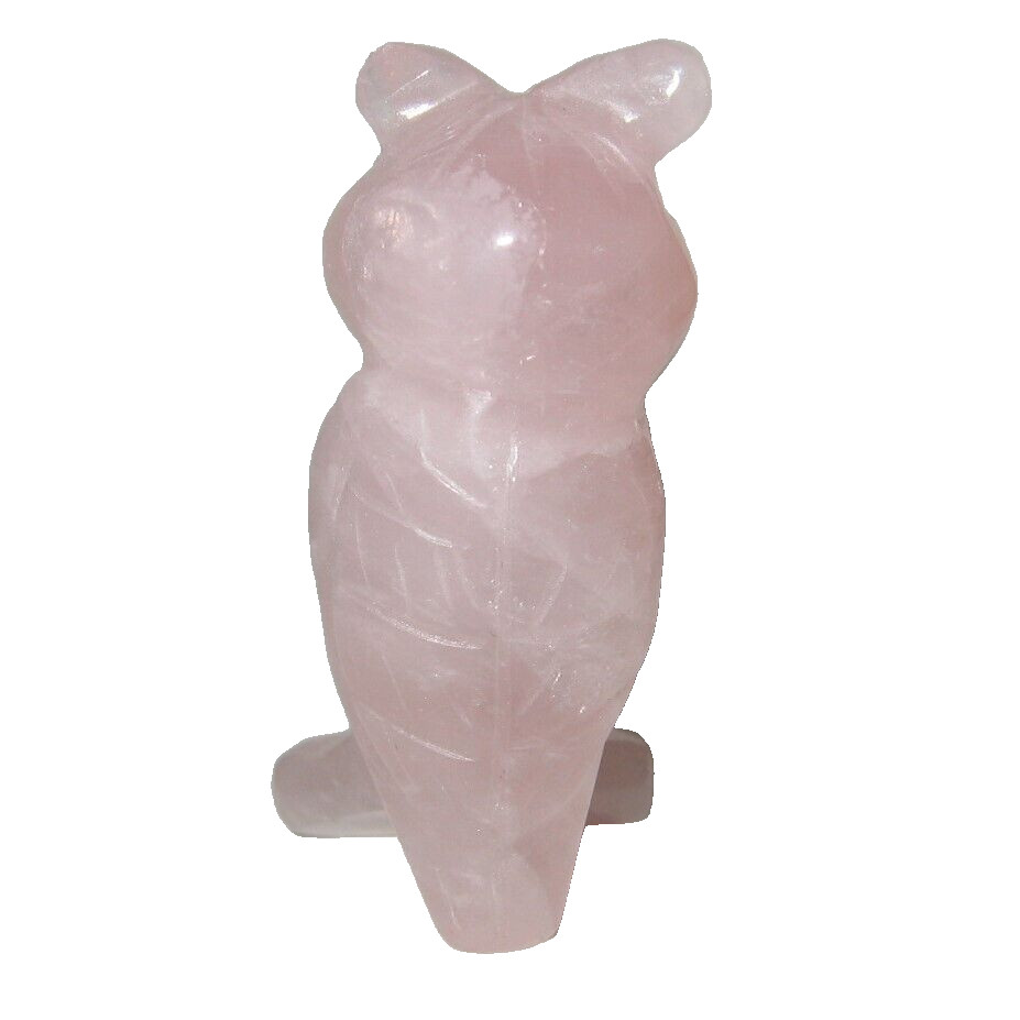 Carved Rose Quartz Owl 1 3/4" Tall