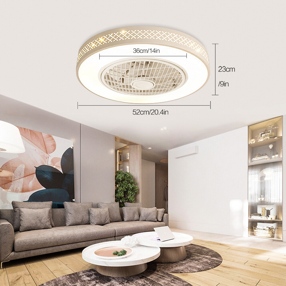 20" Modern Fan Lights Flush Mount LED Ceiling Light kit With Remote Control