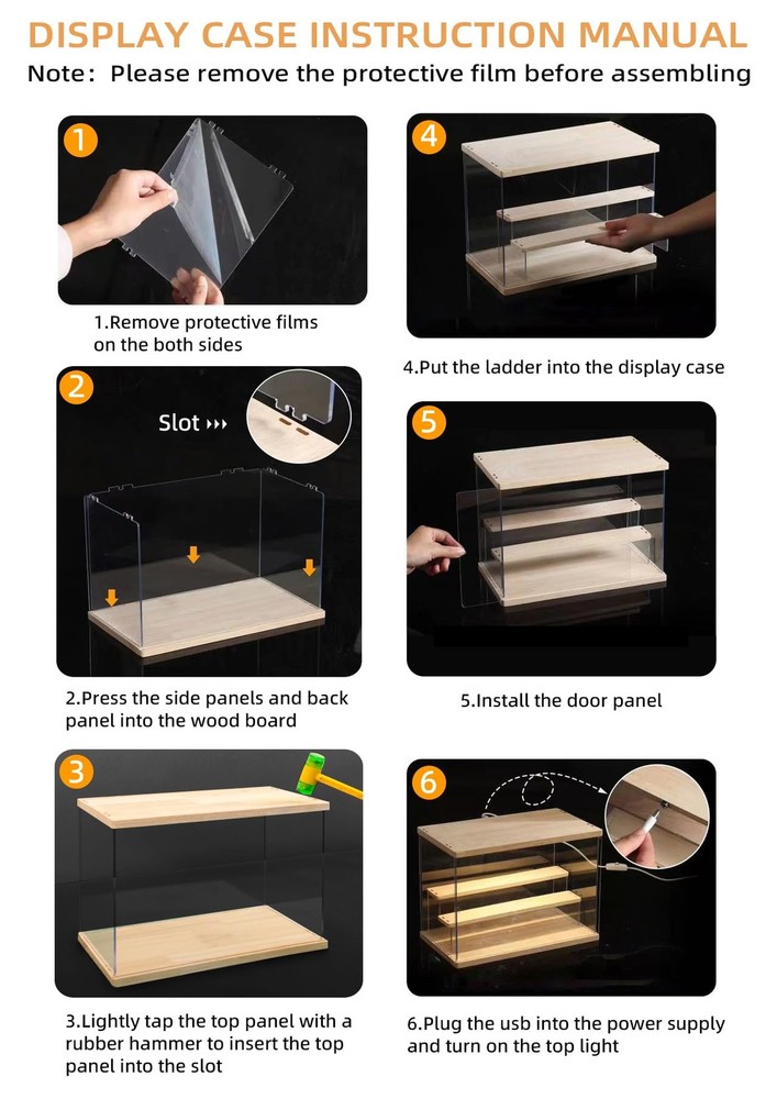 AZEYN Clear Acrylic Display Case with Light , 5 Tier Display Box Stand Assemb...