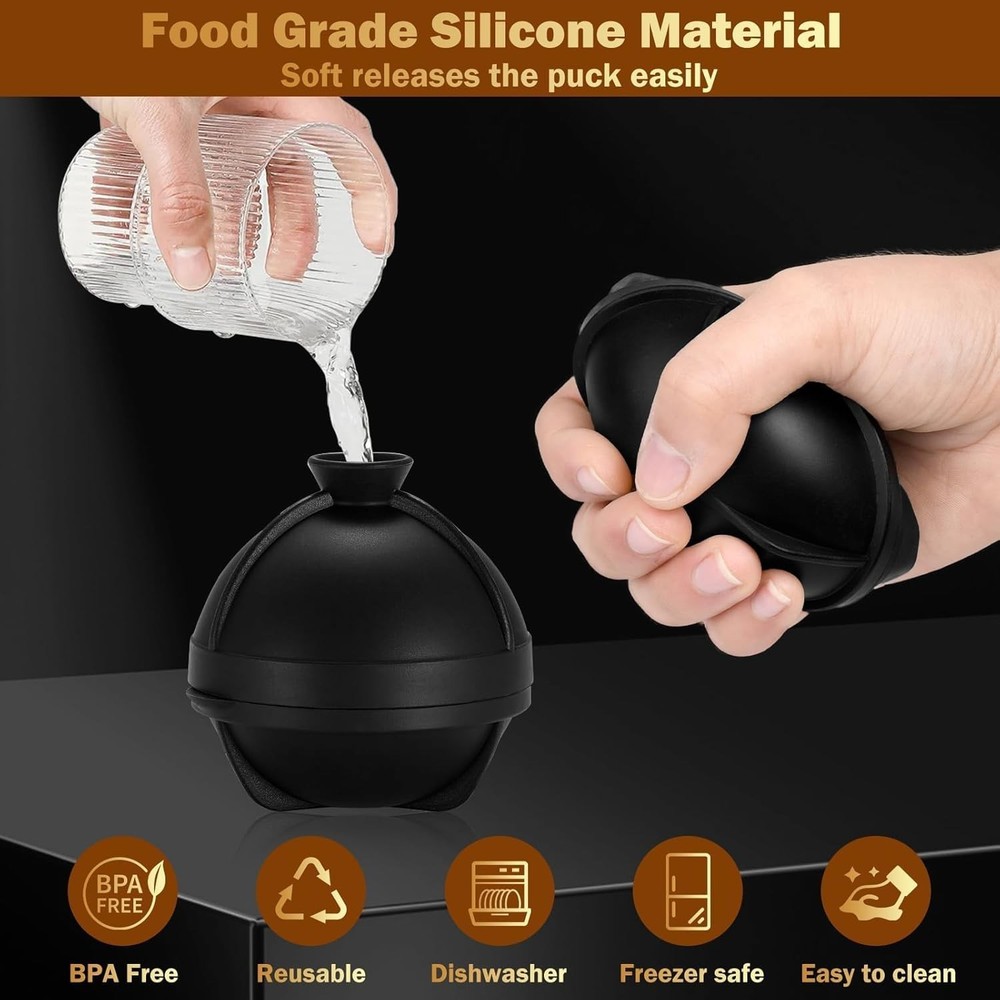2 Pack Baseball Ice Cube Mold 2.5 Inch Large Silicone 3D Baseball Ice Cube Molds