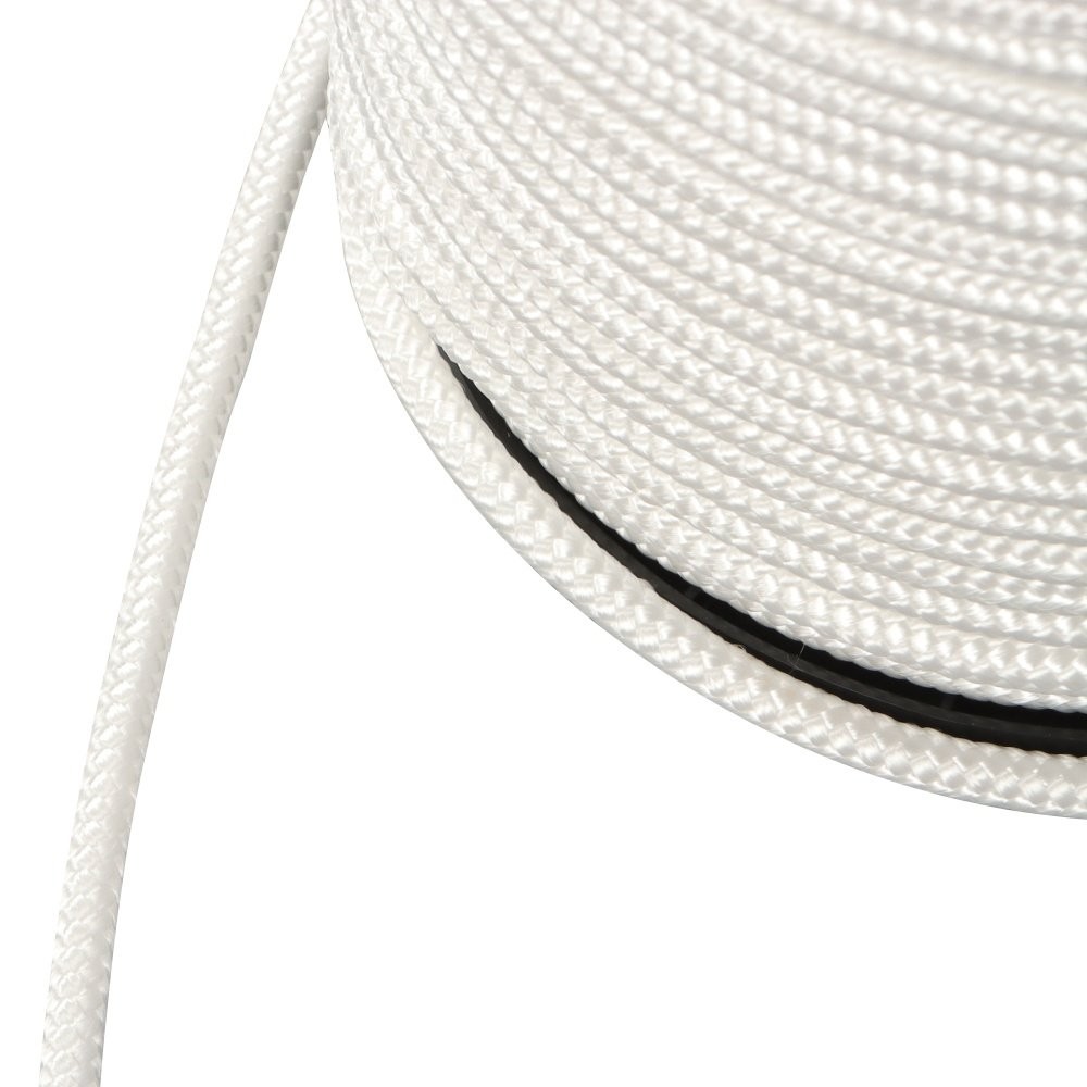 Multipurpose White Nylon Rope Sturdy Spool Solid Braid Knot Rope 1/4" × 5250'