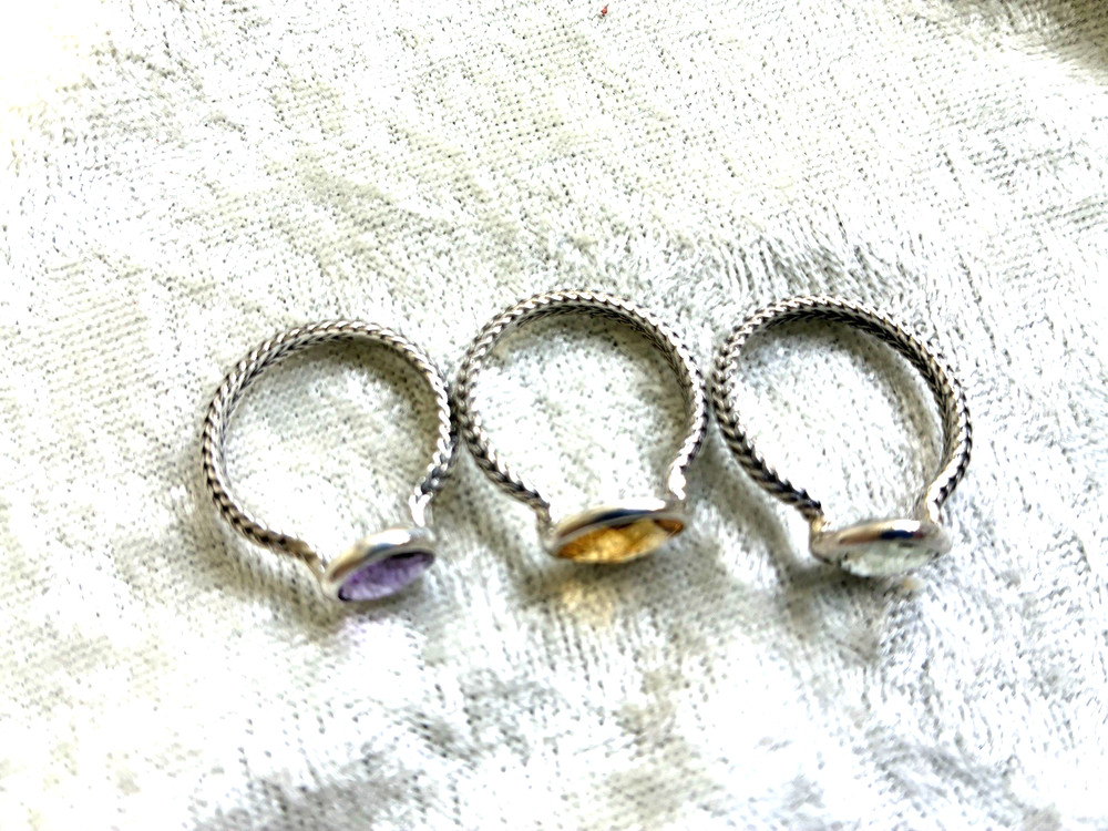 ROBERT MANSE STERLING SILVER MULTI-GEMSTONE STACK RING SET, SIZE 5, 6 (M5047-62)