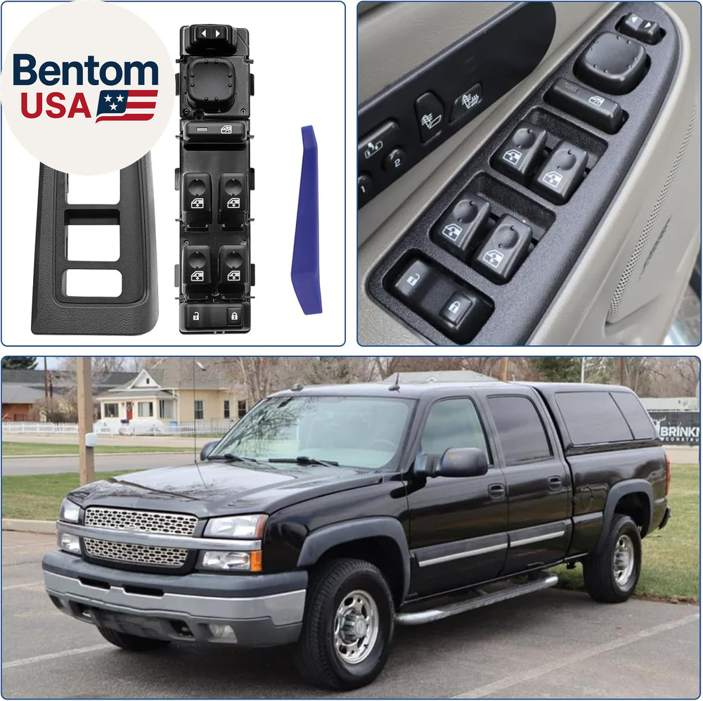 Master Power Window Switch Control Button & Bezel Compatible with 2003-2007 Chev