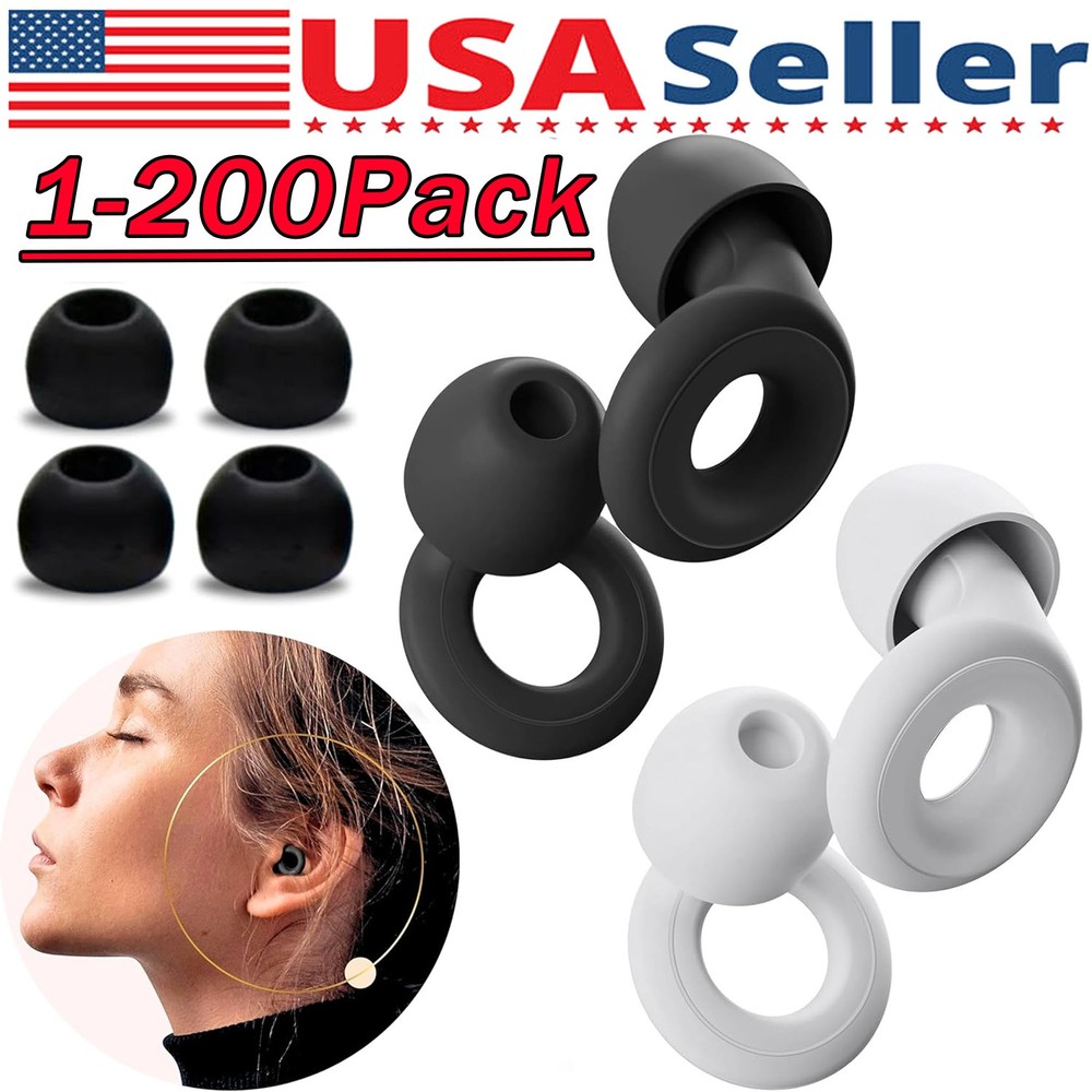 Reusable Silicone Ear Plugs Noise Cancelling Earplugs Protector Study Sleep Swim