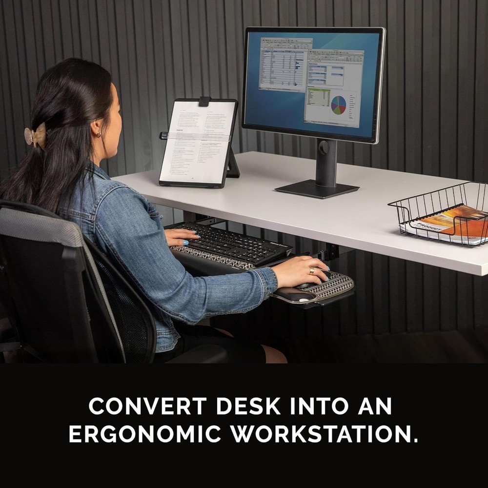 Office Suites Underdesk Keyboard Drawer, Black/Silver