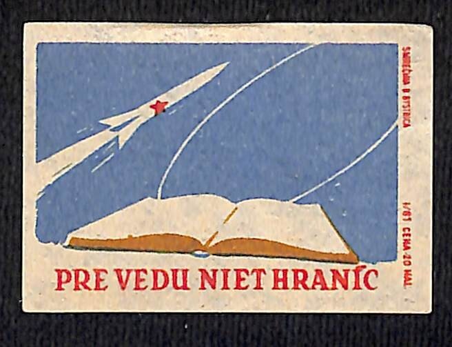 Vintage Matchbox Label Pre Vedu Niet Hranic Space Program c1950's-60's