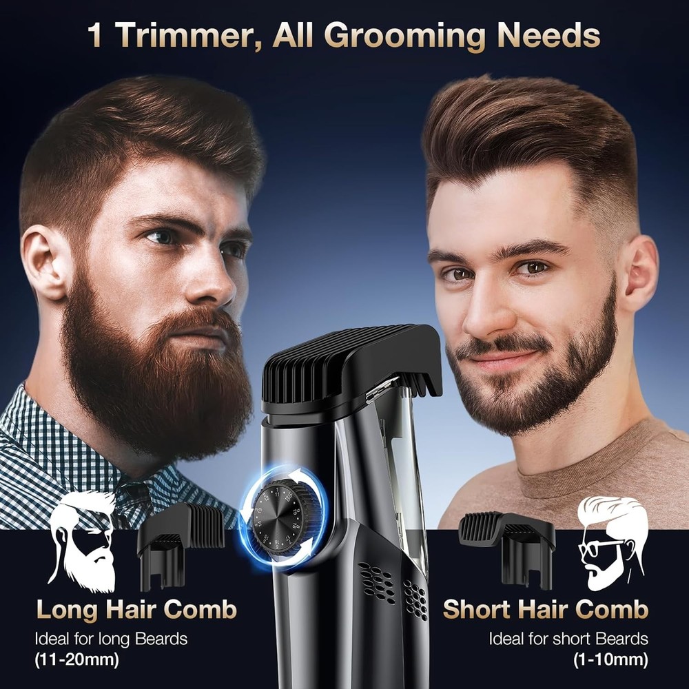 Vacuum Beard Trimmer for Men, New Version Adjustable Precision Trimming Length w