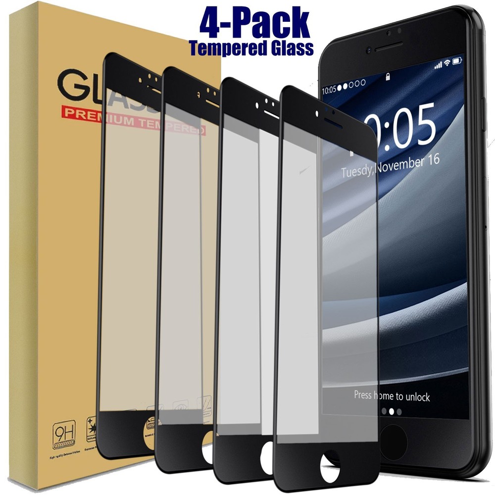 4x Full Coverage Clear Tempered Glass Screen Protectors For iPhone SE 2020/2022