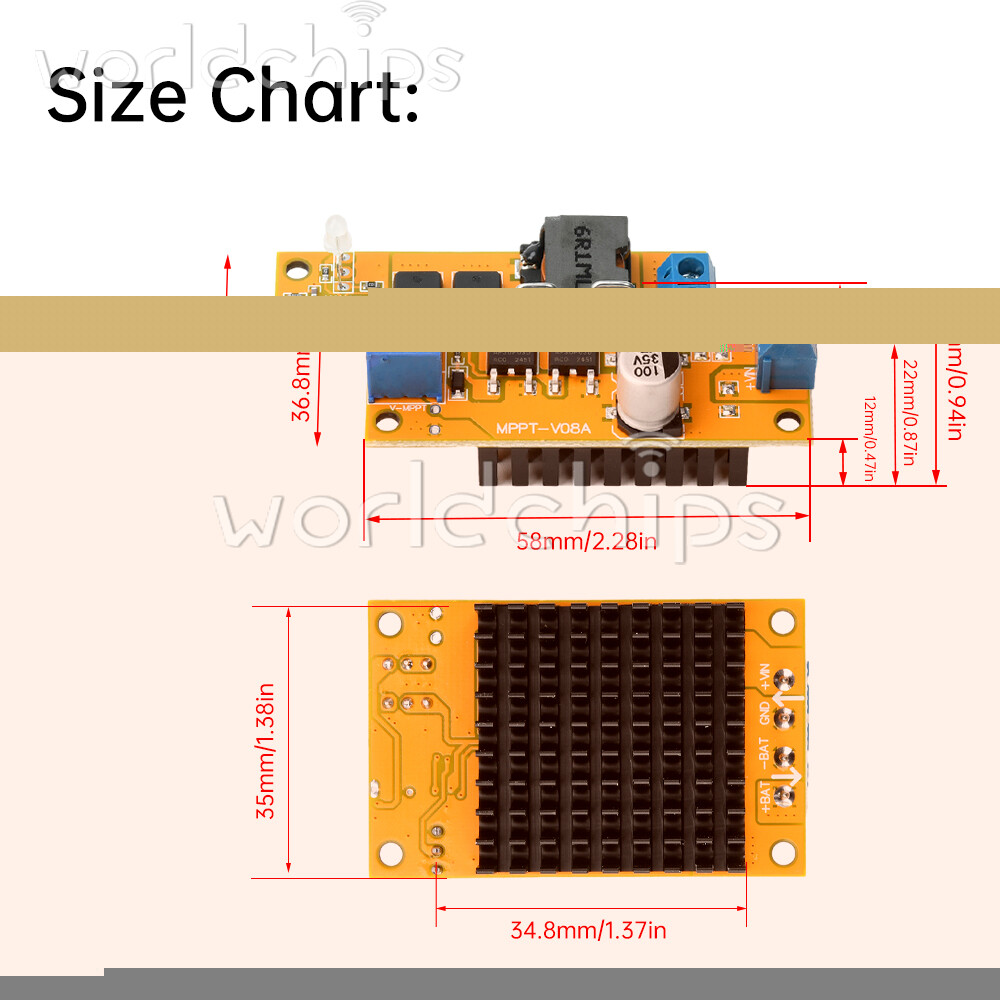 DC8-28V 5A 100W MPPT Solar Charging Panel Regulator Controller 9V 12V 24V Switch