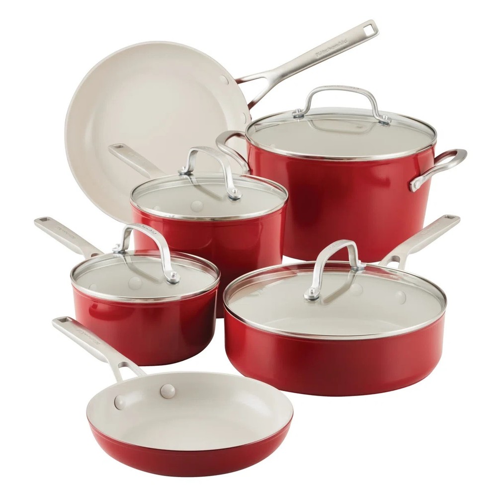 Hard Anodized Ceramic Nonstick Cookware Pots and Pans Set, 10 Piece