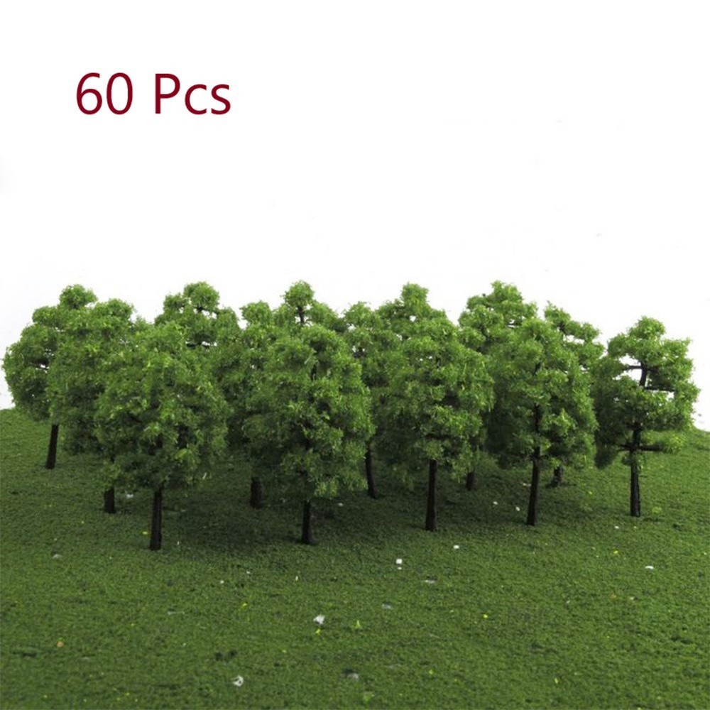 60Pcs Mini Model Trees Train Railway Architecture Tree Diorama Scenery Tree New