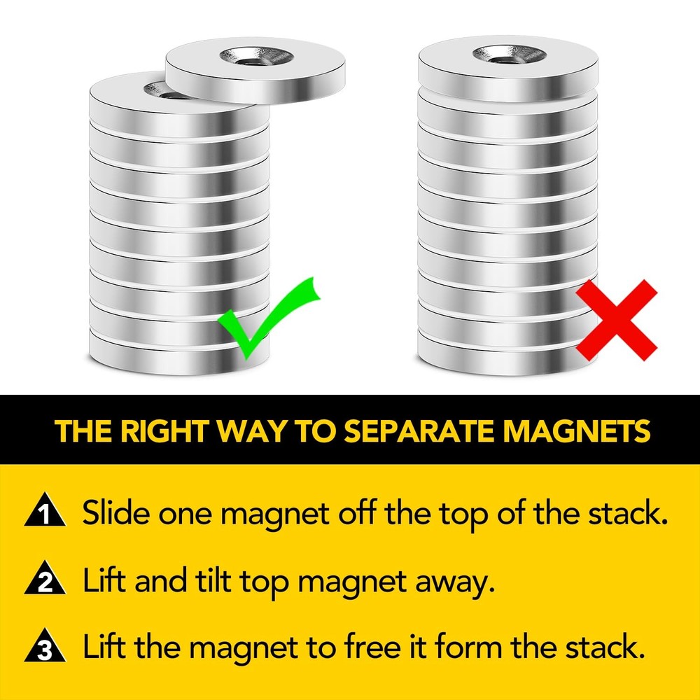DIYMAG Neodymium Magnets with Hole,30LB Pulling Force Strong Permanent Rare E...