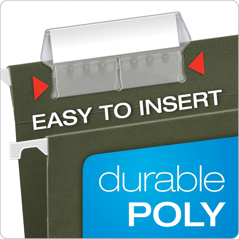 Hanging File Folder Plastic Tabs, Clear, Pack of 25