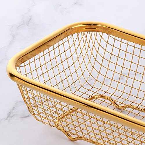 Gold Kitchen Drawer Organizer, Stackable Mesh Storage Baskets, Stainless Steel
