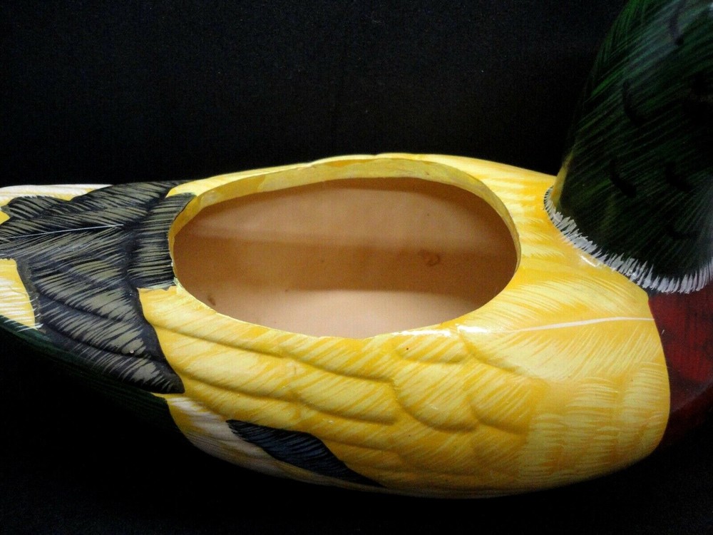 Ceramic Duck Planter Nice colors 10" Length 5.5" H