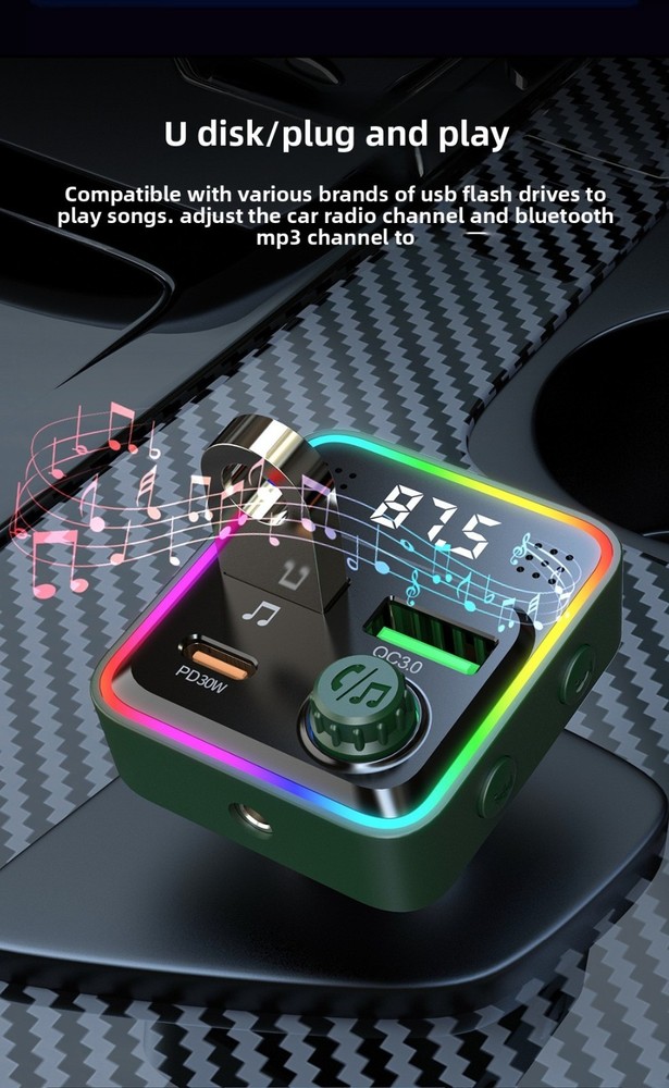 Dual USB Car Charger Fast Charging Bluetooth for iPhone Android Quick Charging