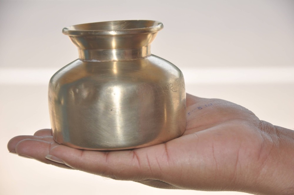 Vintage Solid Unique Shape Heavy Handcrafted Water Pot, Nice Patina