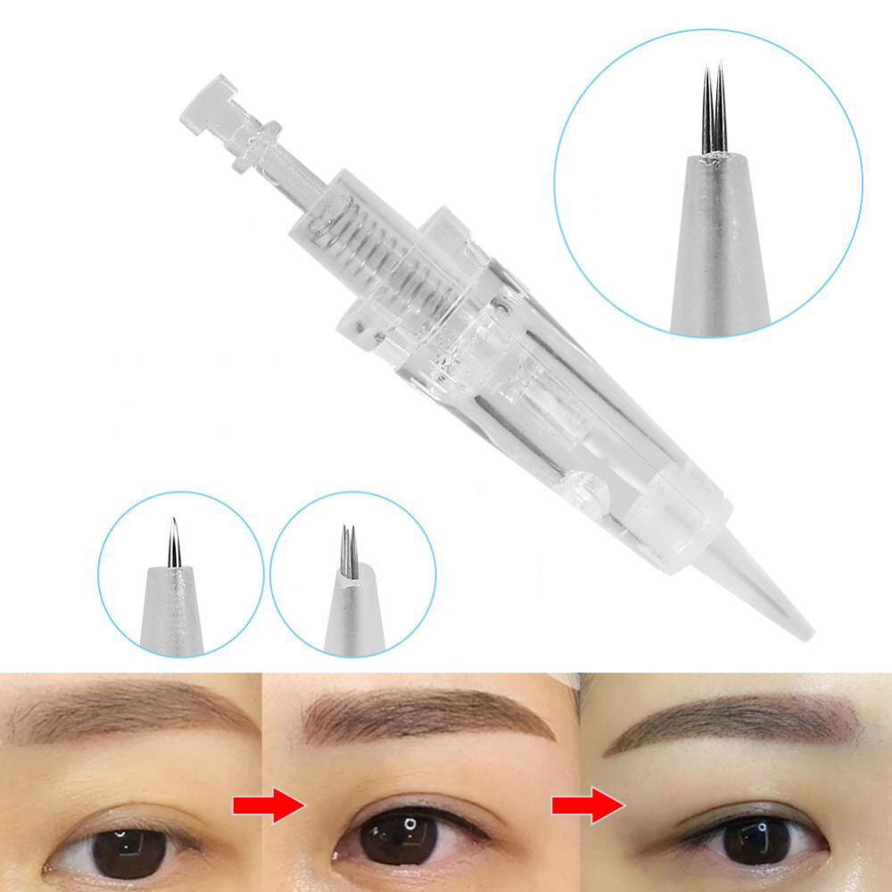 50PC Tattoo Cartridge Needle Permanent Makeup Eyebrow Needle for PMU Brows Lips#