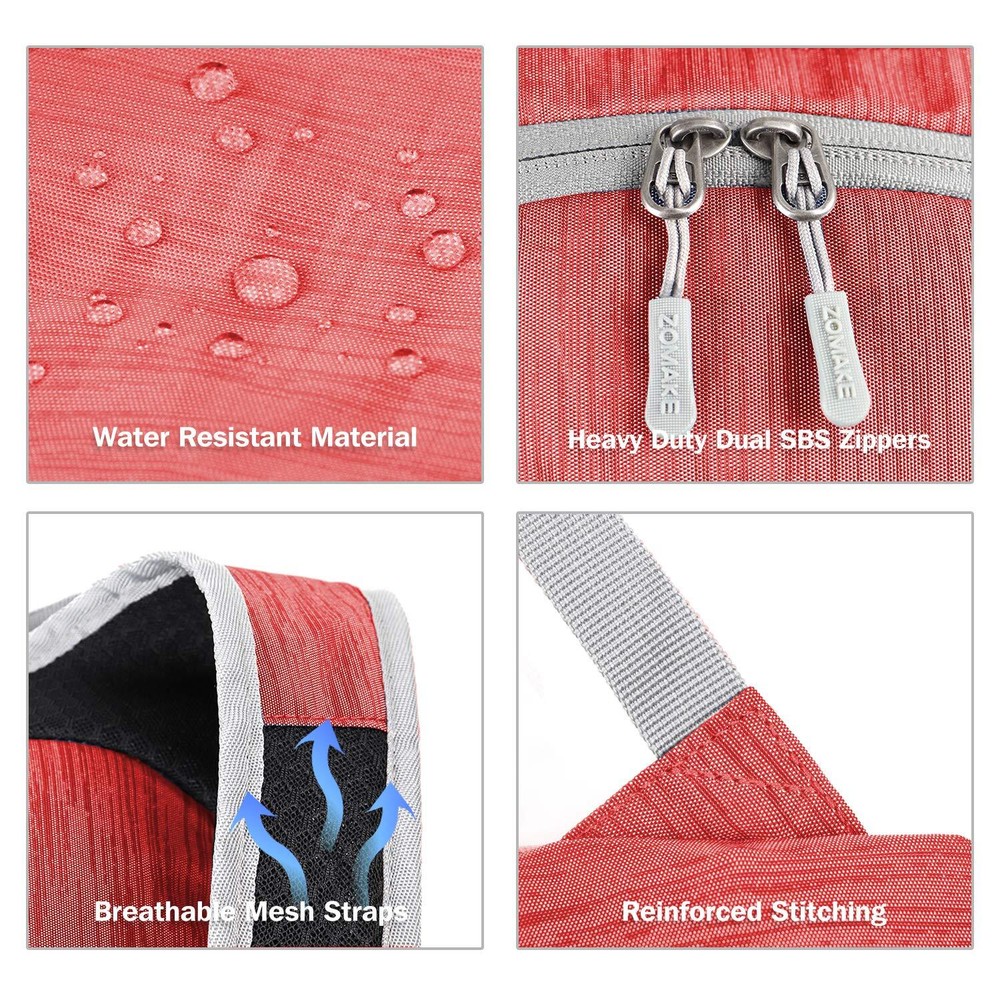 Ultra Lightweight Packable Backpack 18L Foldable Water Resistant Red