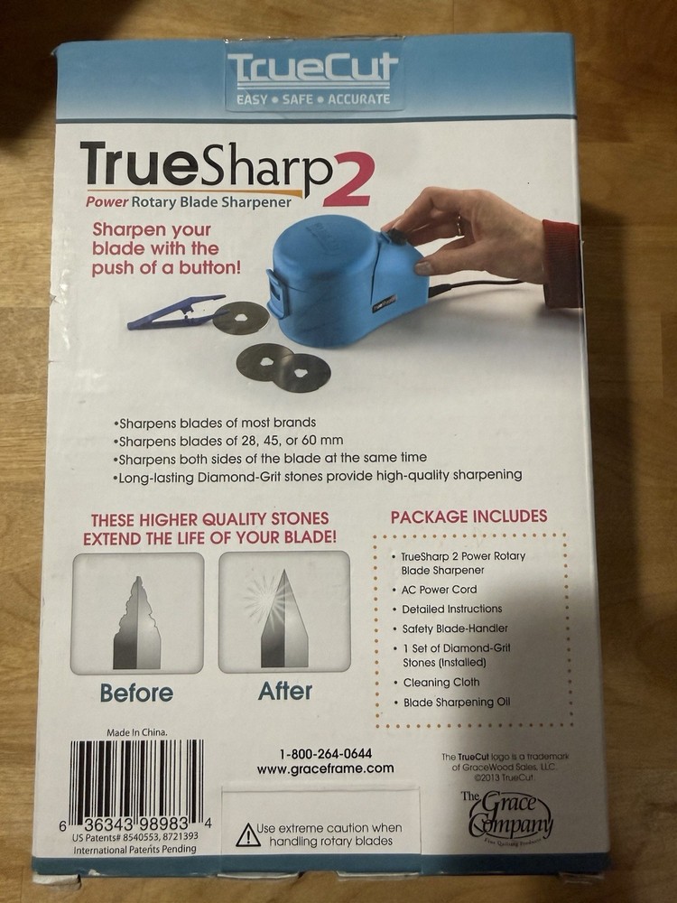 TRUE SHARP 2 High Quality Power Rotary Blade Sharpener Blue True Cut