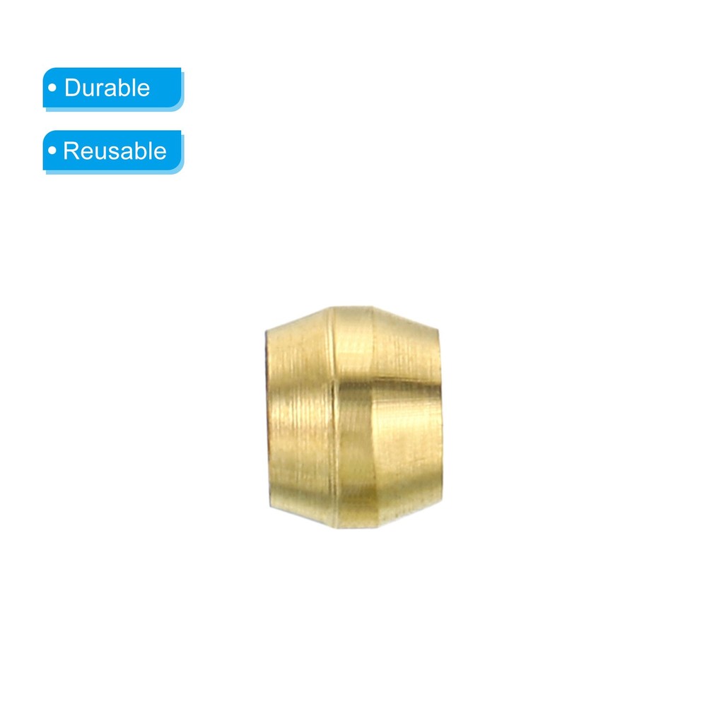 60 Pcs 4mm Tube OD Brass Compression Sleeves Ferrules Fitting Insert Support