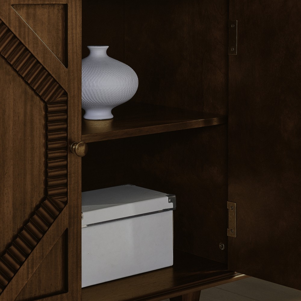 Vintage Wooden Sideboard with Storage Functionality Crafted from Walnut Wood