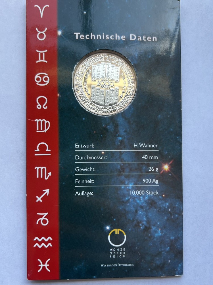 ÖSTERREICH KALENDERMEDAILLE 2000