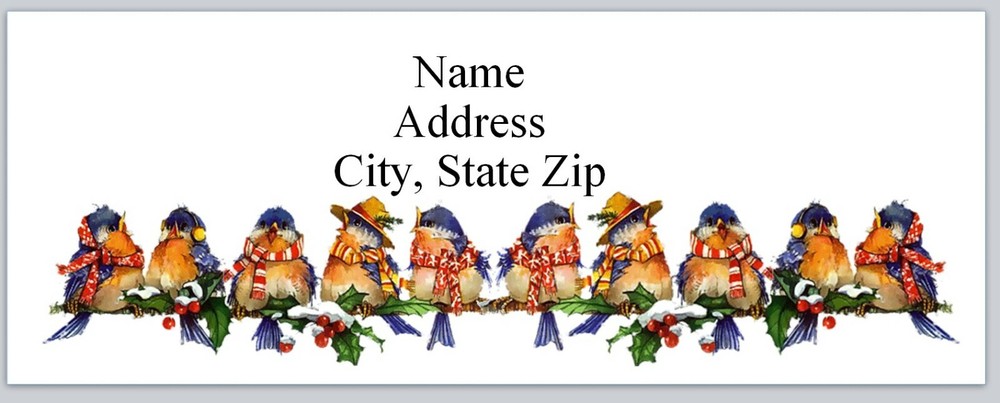 Personalized Address Labels Blue Birds Christmas (P 420)