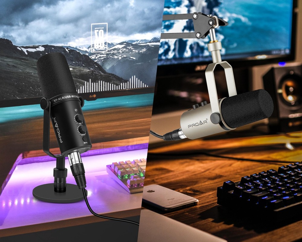 USB/XLR Podcasting Dynamic Microphone,Professional USB Gaming Microphone for ...