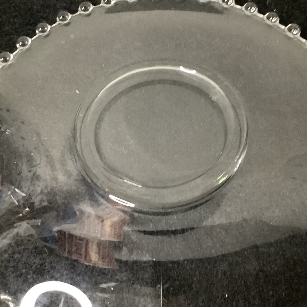 Candle wick Glass 7” Open Handle Plate Clear