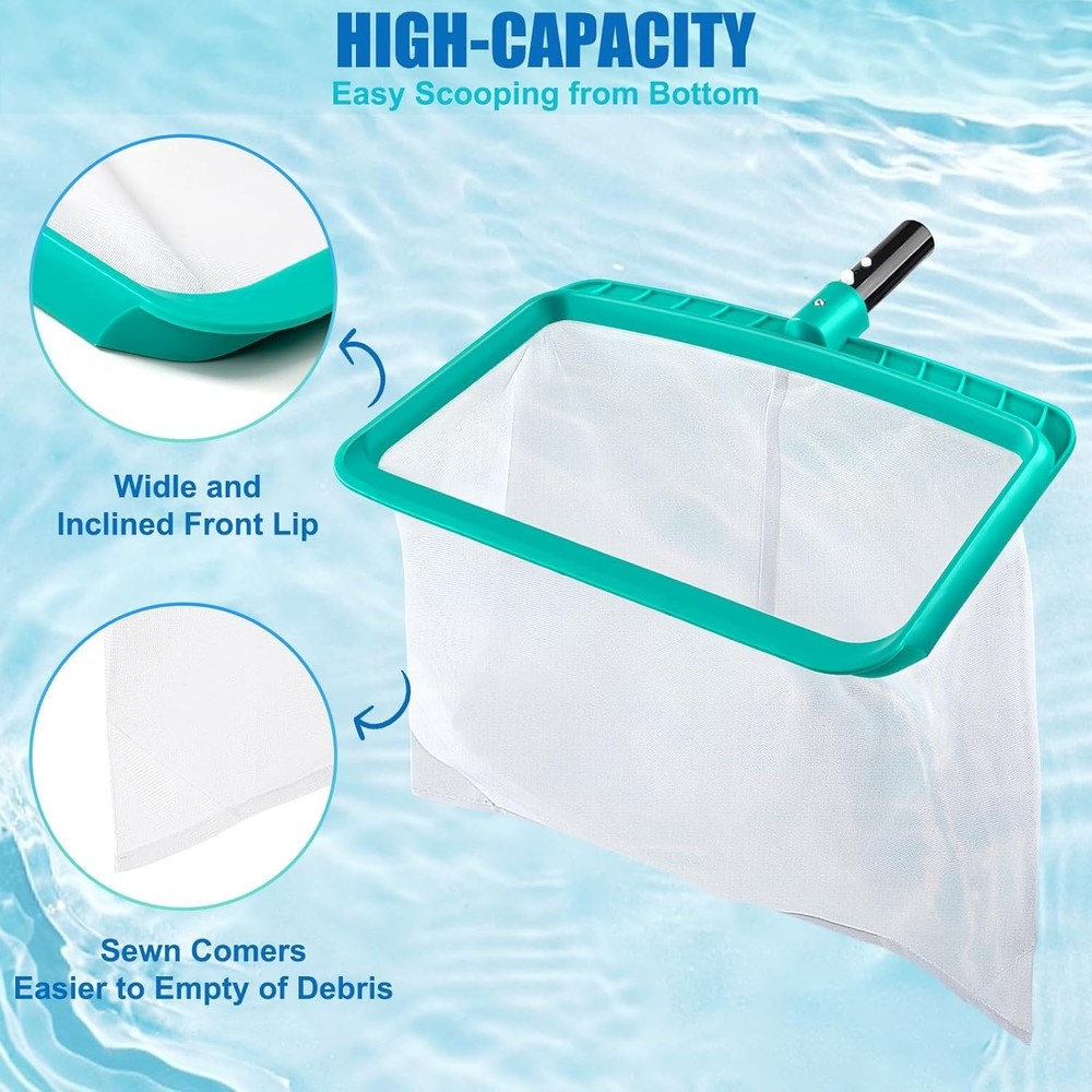 Pool Skier Net Without Pole, Large Capacity Debris Pullover, Easy Clean, Rein...