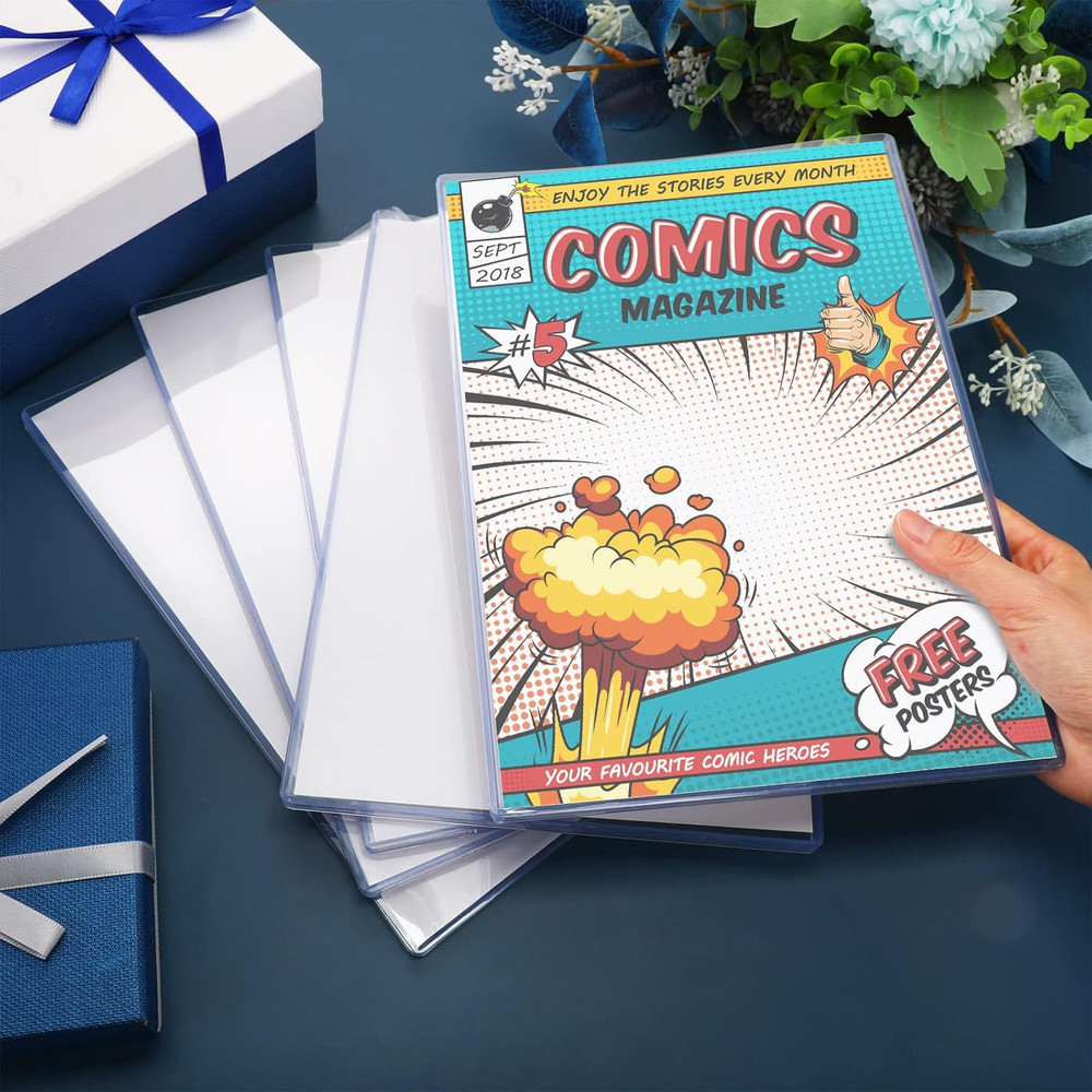5 Set Comic Book Display Case Set, Include Comic Book Sleeves and Clear Plastic