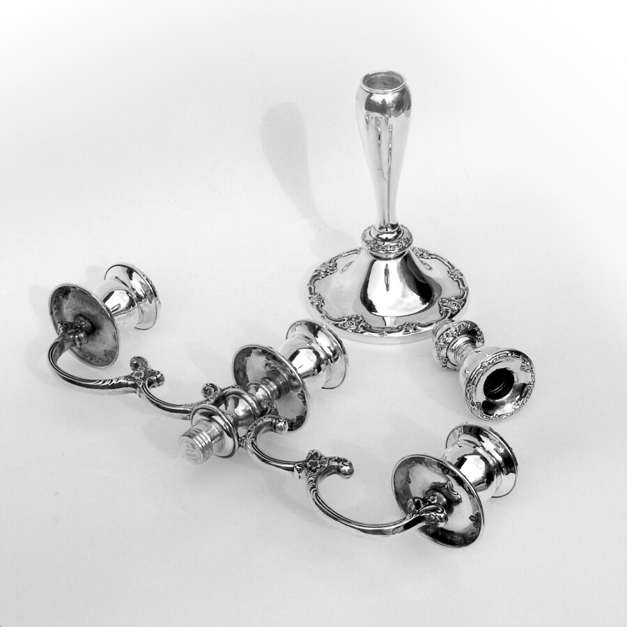 Melrose Three Light Candelabra Gorham Sterling Silver 1948